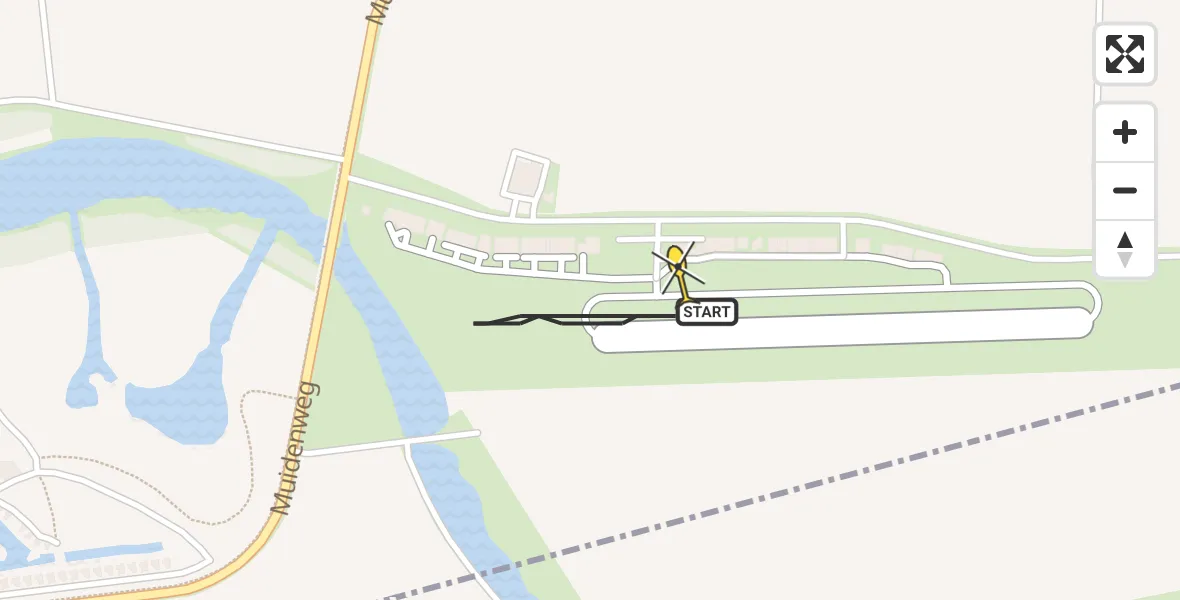 Routekaart van de vlucht: Politiehelikopter naar Vliegveld Midden-Zeeland, Calandweg