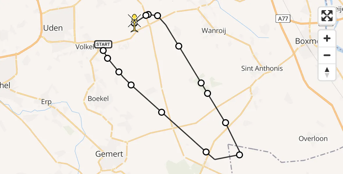 Routekaart van de vlucht: Lifeliner 3 naar Volkel, Oosterheidestraat