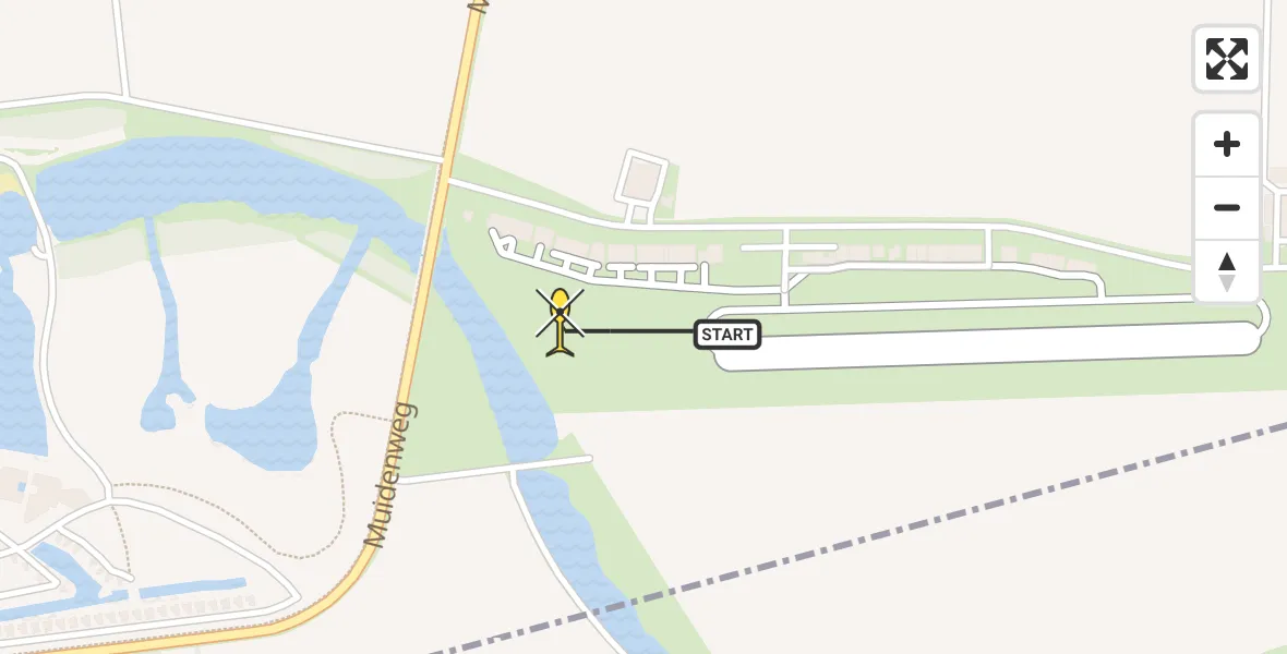 Vluchtroute Politiehelikopter van Vliegveld Midden-Zeeland naar Vliegveld Midden-Zeeland