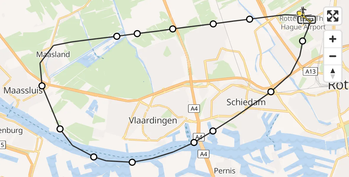 Routekaart van de vlucht: Lifeliner 2 naar Rotterdam The Hague Airport, Zuidbuurt