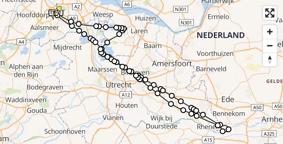 Routekaart van de vlucht: Politieheli naar Schiphol, Thermiekstraat