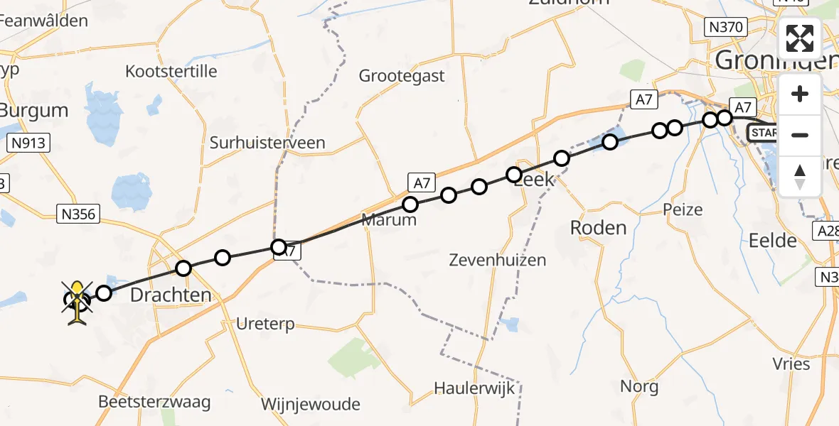 Routekaart van de vlucht: Lifeliner 4 naar Smalle Ee, Van Swietenplein