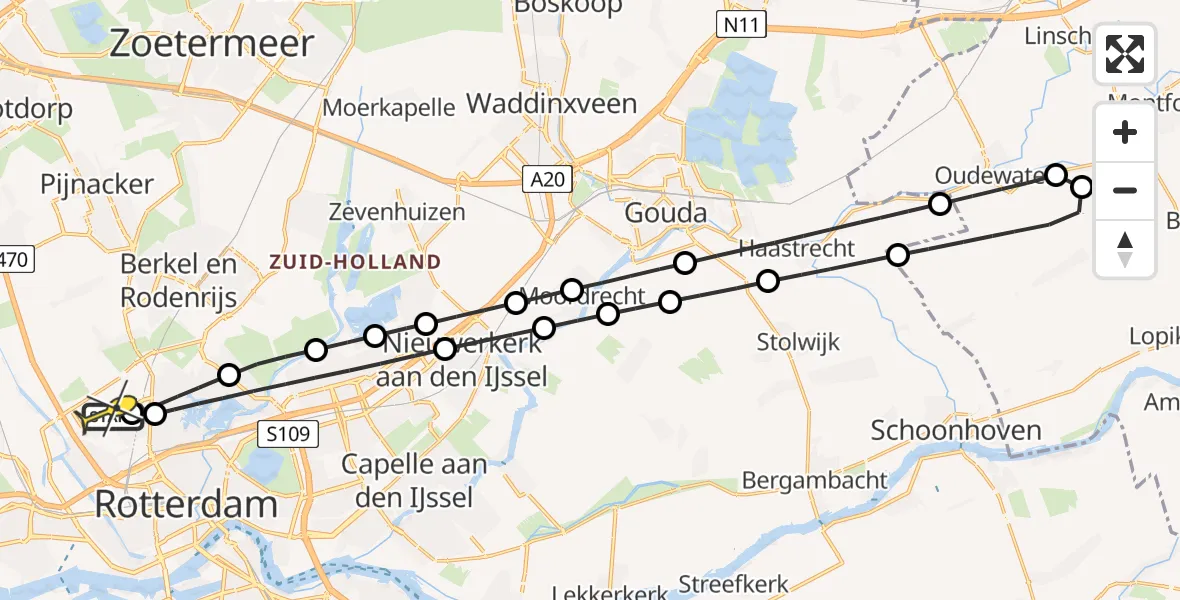 Routekaart van de vlucht: Lifeliner 2 naar Rotterdam The Hague Airport, Ada Lovelacestraat