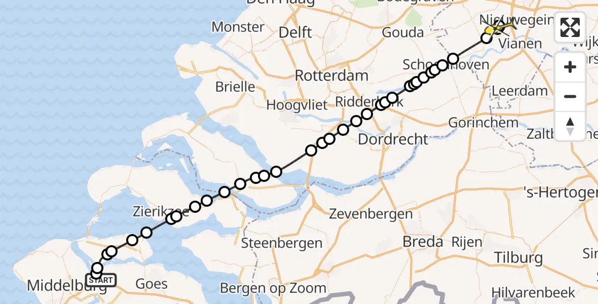 Routekaart van de vlucht: Politieheli naar IJsselstein, Lamsoor