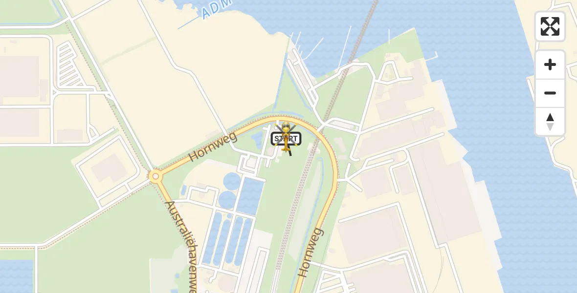 Vluchtroute Traumahelikopter van Amsterdam Heliport naar Amsterdam Heliport