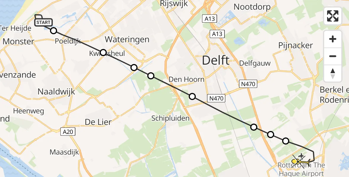 Routekaart van de vlucht: Lifeliner 2 naar Rotterdam The Hague Airport, Madeweg