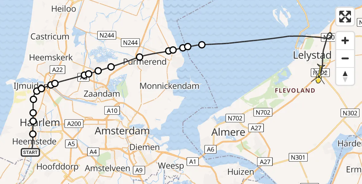 Routekaart van de vlucht: Lifeliner 1 naar Lelystad, Van Merlenlaan