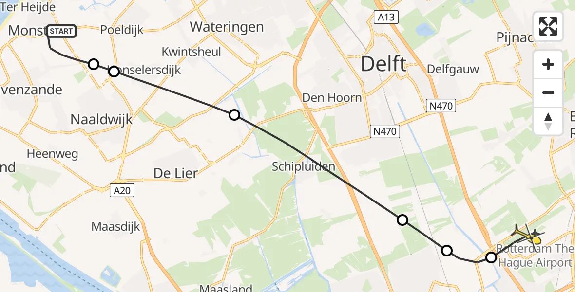 Routekaart van de vlucht: Lifeliner 2 naar Rotterdam The Hague Airport, Raaphorstlaan