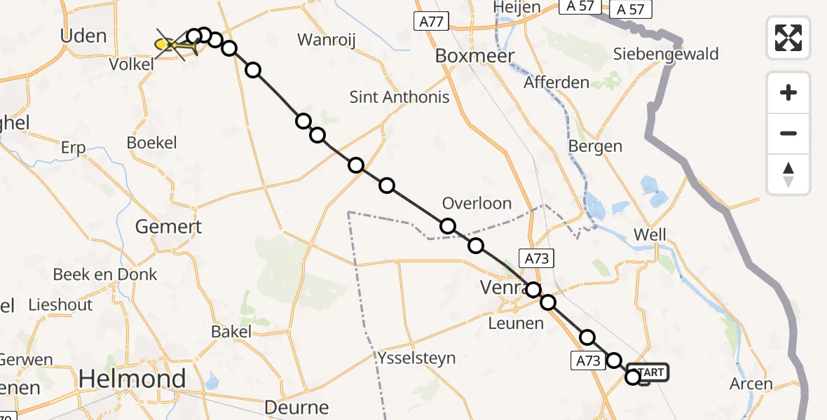 Routekaart van de vlucht: Lifeliner 3 naar Vliegbasis Volkel, Herenbosweg