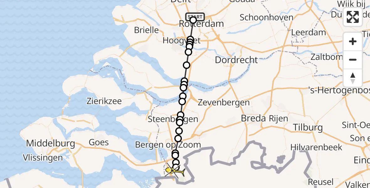 Routekaart van de vlucht: Lifeliner 2 naar Ossendrecht, Neel Gijsenstraat