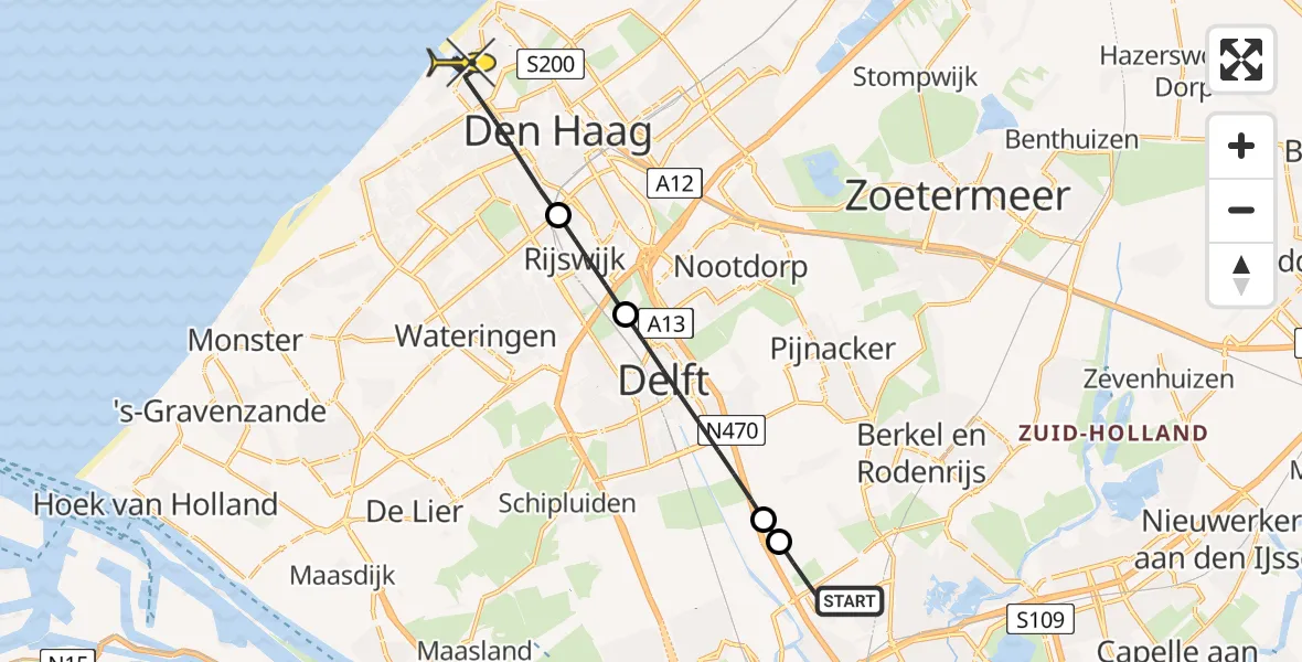 Routekaart van de vlucht: Lifeliner 2 naar Den Haag, Arlandabaan Platformzijde