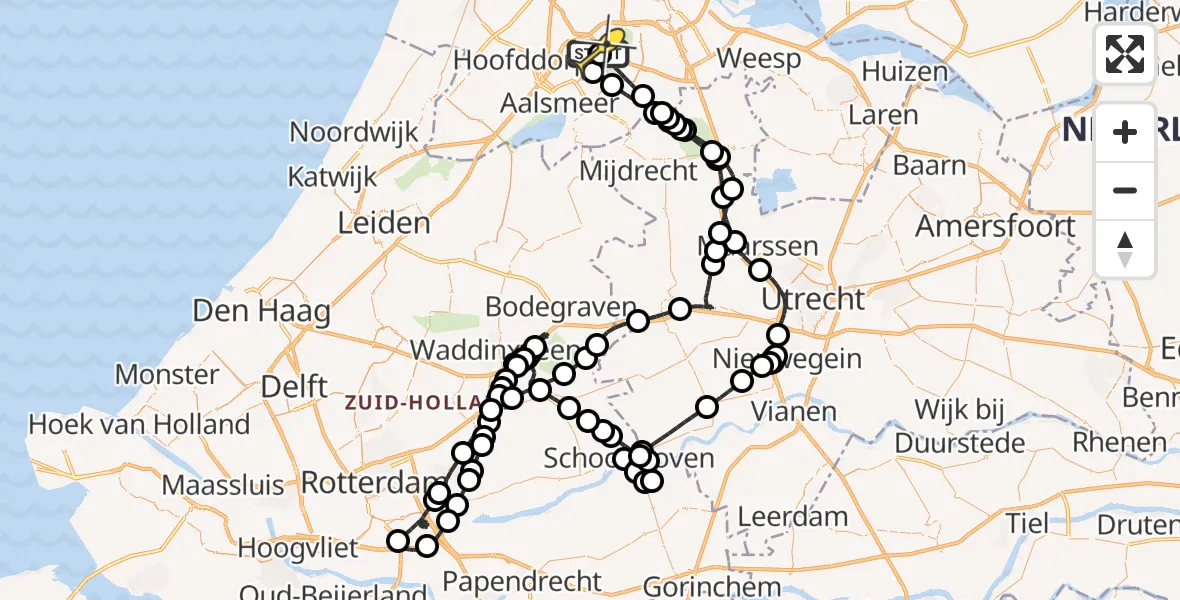 Routekaart van de vlucht: Politieheli naar Schiphol, Westerkimweg