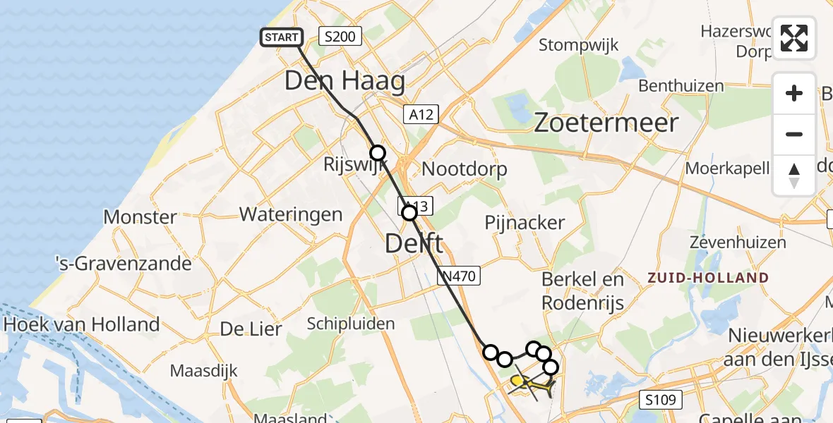 Routekaart van de vlucht: Lifeliner 2 naar Rotterdam The Hague Airport, Catsheuvel