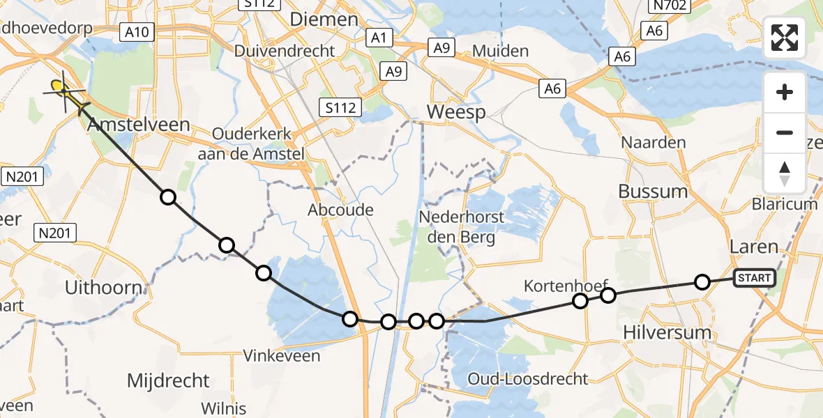 Routekaart van de vlucht: Politieheli naar Schiphol, Erfgooiersstraat