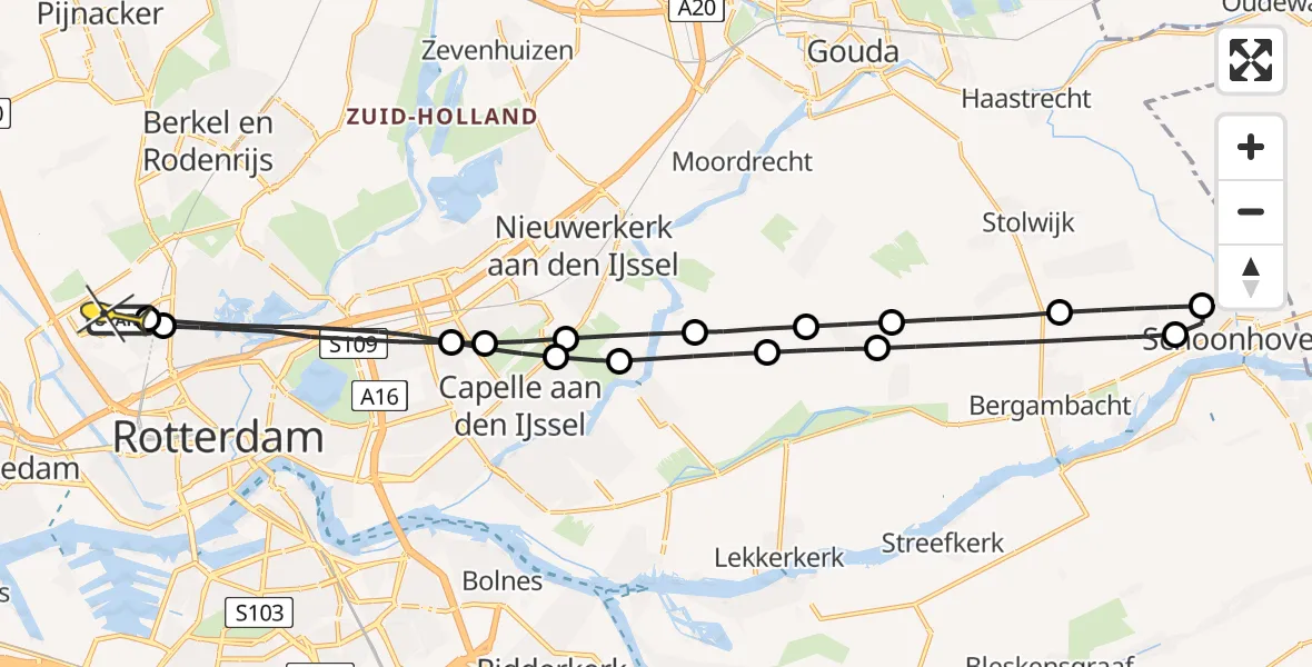 Routekaart van de vlucht: Lifeliner 2 naar Rotterdam The Hague Airport, Ada Lovelacestraat