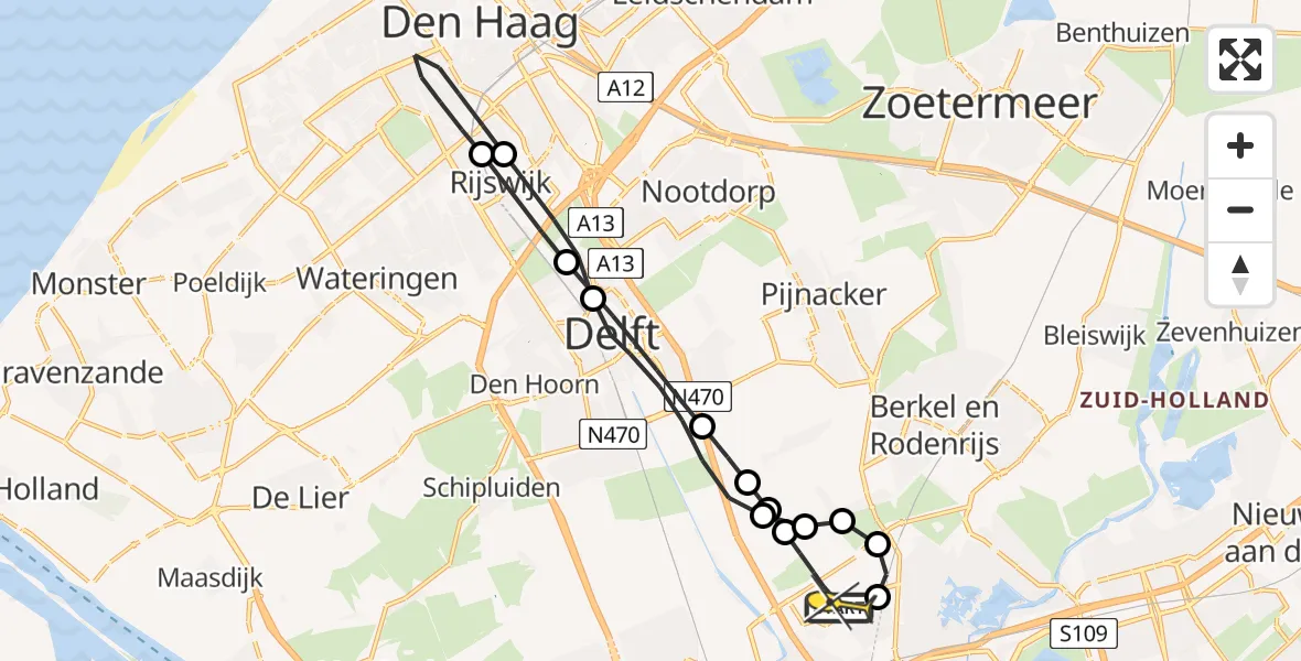 Routekaart van de vlucht: Lifeliner 2 naar Rotterdam The Hague Airport, Brandenburgbaan