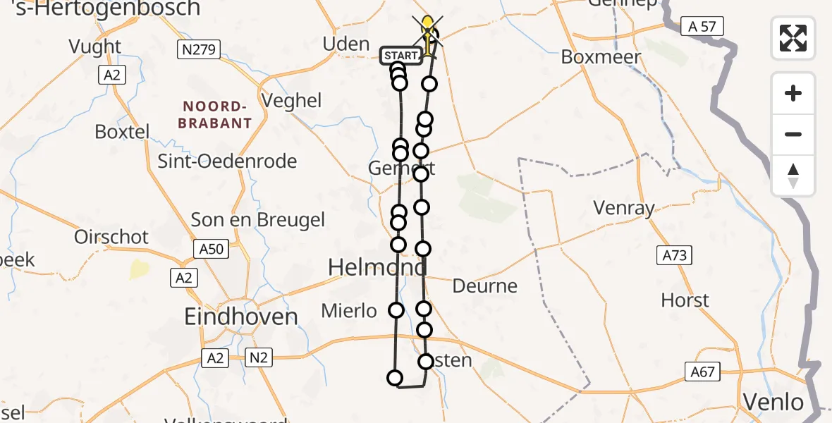 Routekaart van de vlucht: Lifeliner 3 naar Volkel, Oosterheidestraat