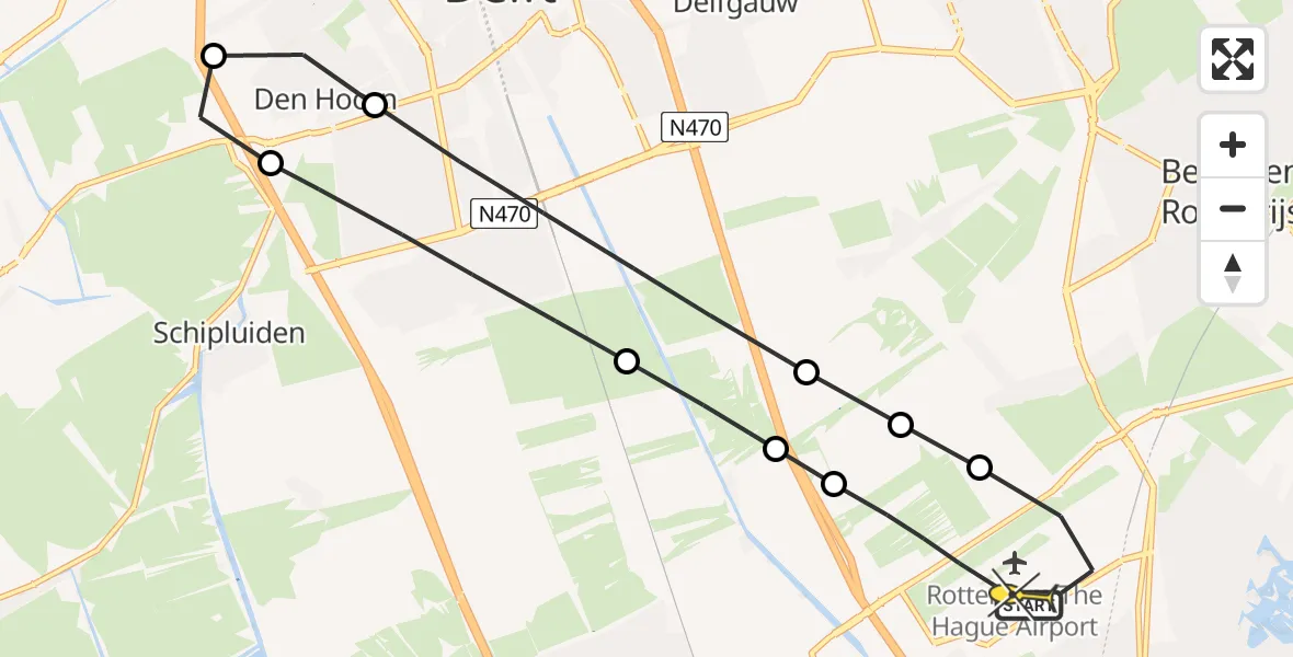 Routekaart van de vlucht: Lifeliner 2 naar Rotterdam The Hague Airport, Lookwatering