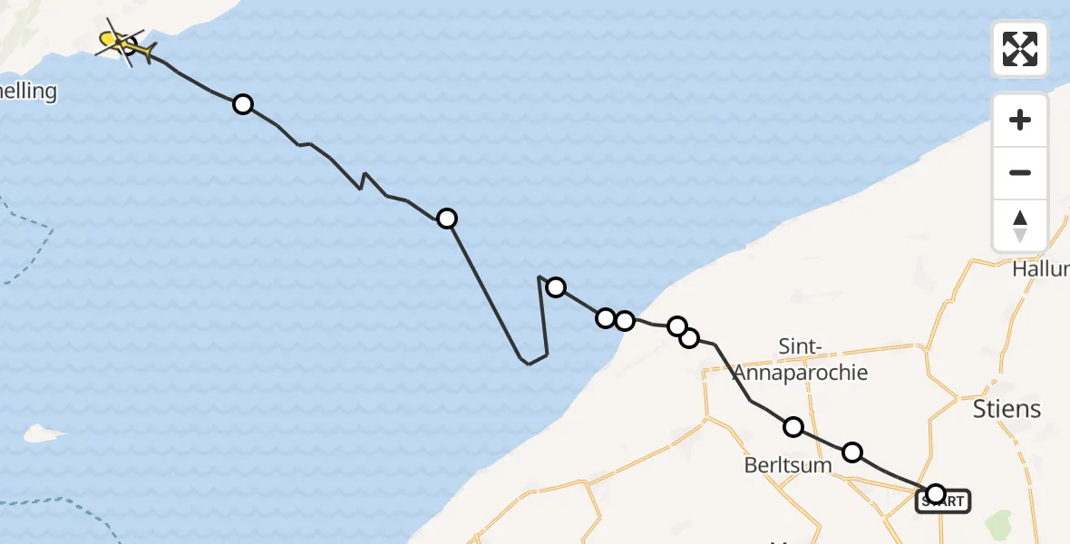 Routekaart van de vlucht: Ambulanceheli naar Striep, Langestraat
