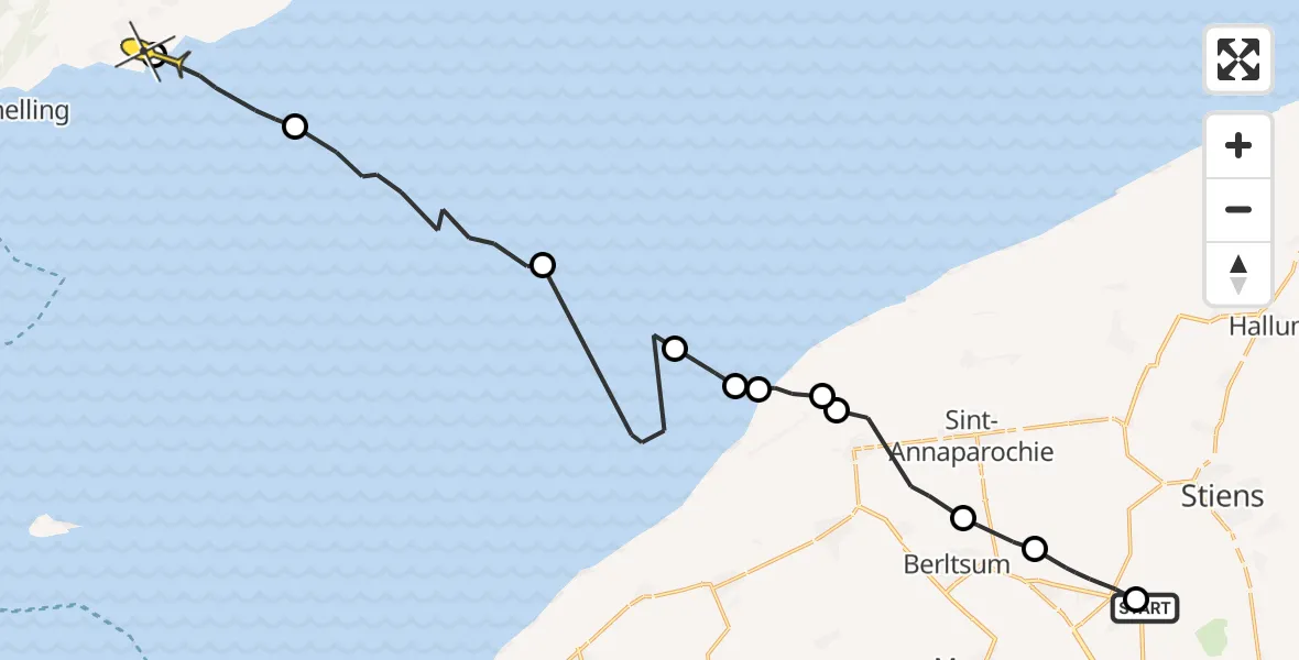 Routekaart van de vlucht: Ambulancehelikopter naar Striep, Langestraat