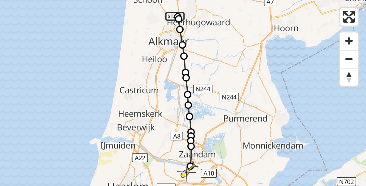 Routekaart van de vlucht: Lifeliner 1 naar Amsterdam Heliport, Vronermeerweg