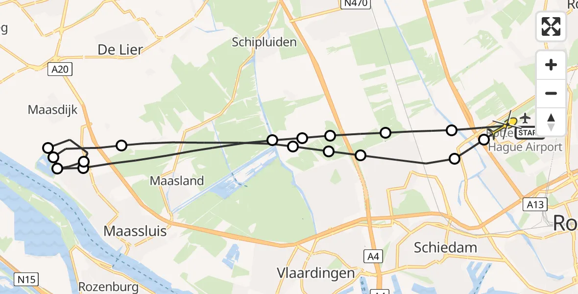 Routekaart van de vlucht: Lifeliner 2 naar Rotterdam The Hague Airport, Doenkadepad