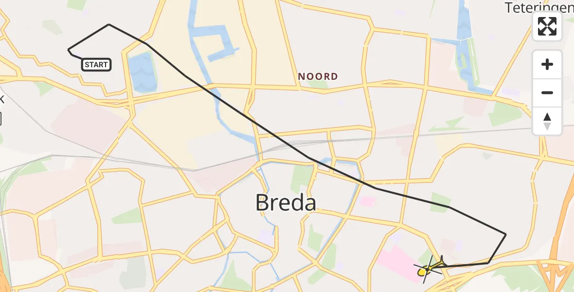 Routekaart van de vlucht: Lifeliner 2 naar Breda, Louwersdonk