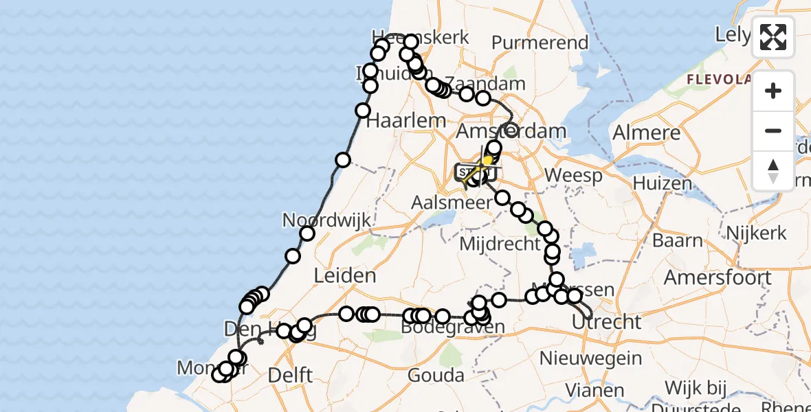 Routekaart van de vlucht: Politieheli naar Schiphol, Westerkimweg