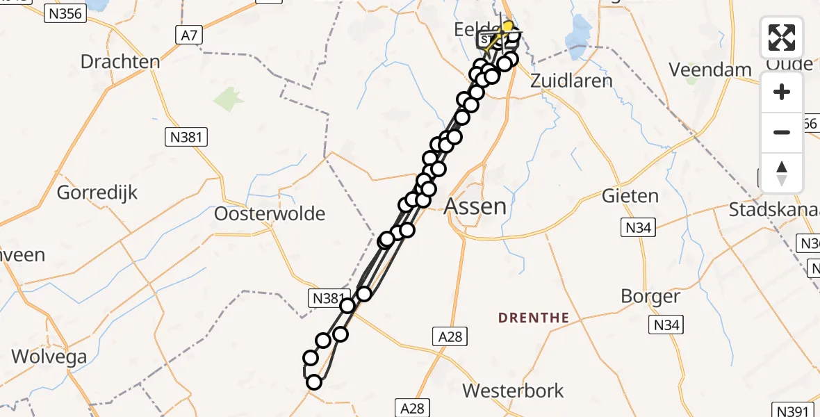 Routekaart van de vlucht: Lifeliner 4 naar Groningen Airport Eelde, Vissersweg