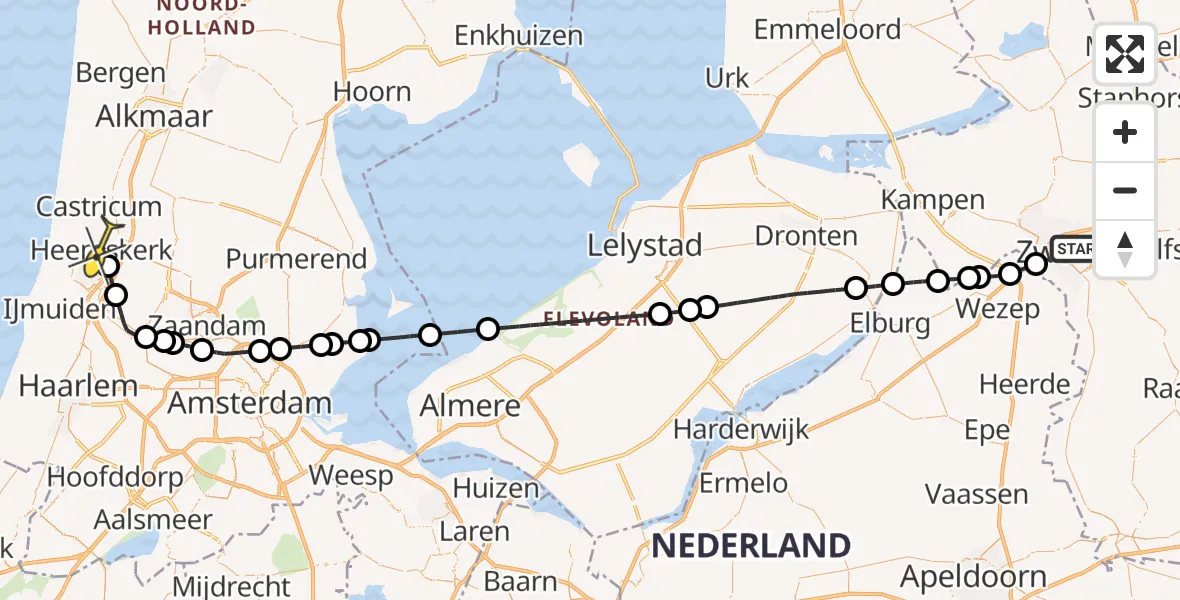 Routekaart van de vlucht: Lifeliner 1 naar Heemskerk, Wethouder Alferinkweg