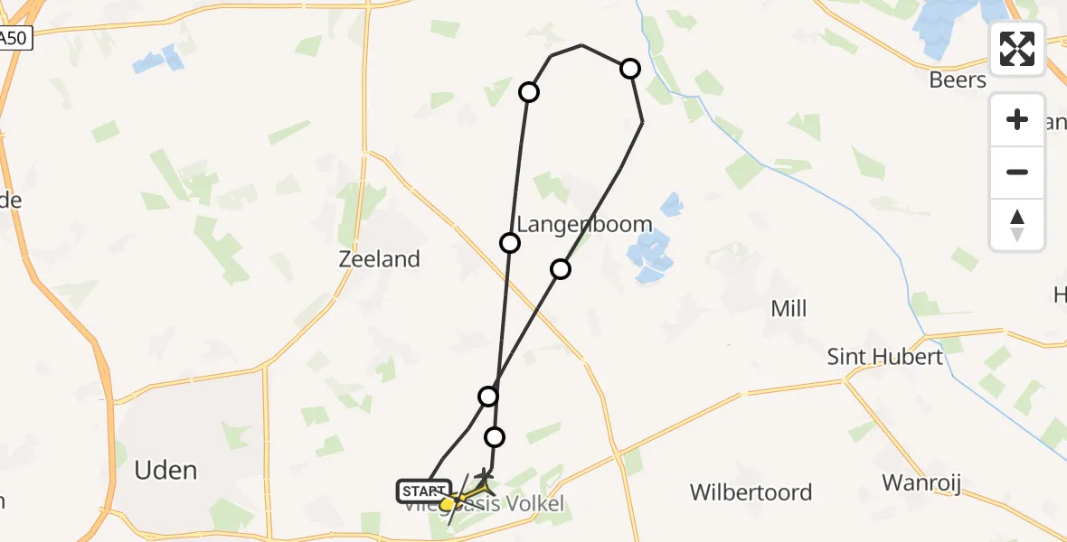 Routekaart van de vlucht: Lifeliner 3 naar Vliegbasis Volkel, Houtvennen