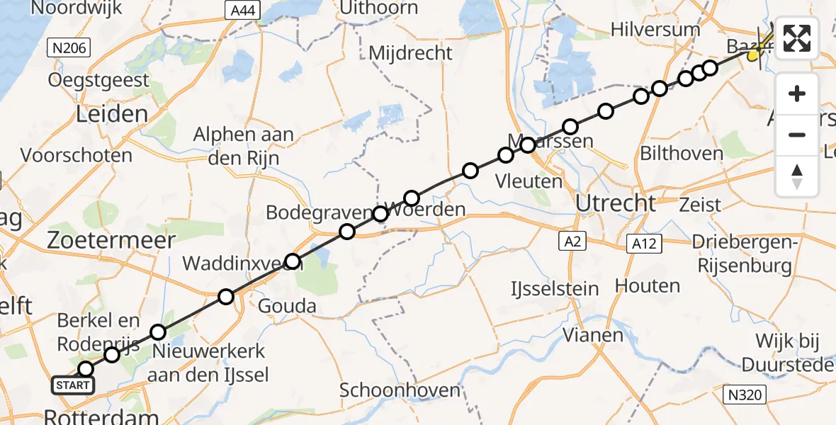 Routekaart van de vlucht: Lifeliner 2 naar Baarn, Bovendijk