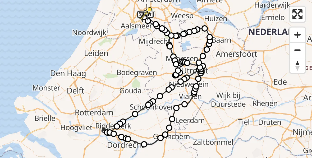 Routekaart van de vlucht: Politieheli naar Schiphol, Mr. Jac. Takkade