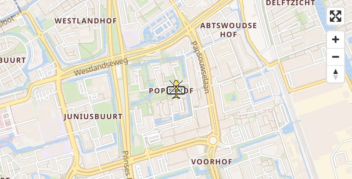 Routekaart van de vlucht: Lifeliner 2 naar Delft, Poptahof Noord