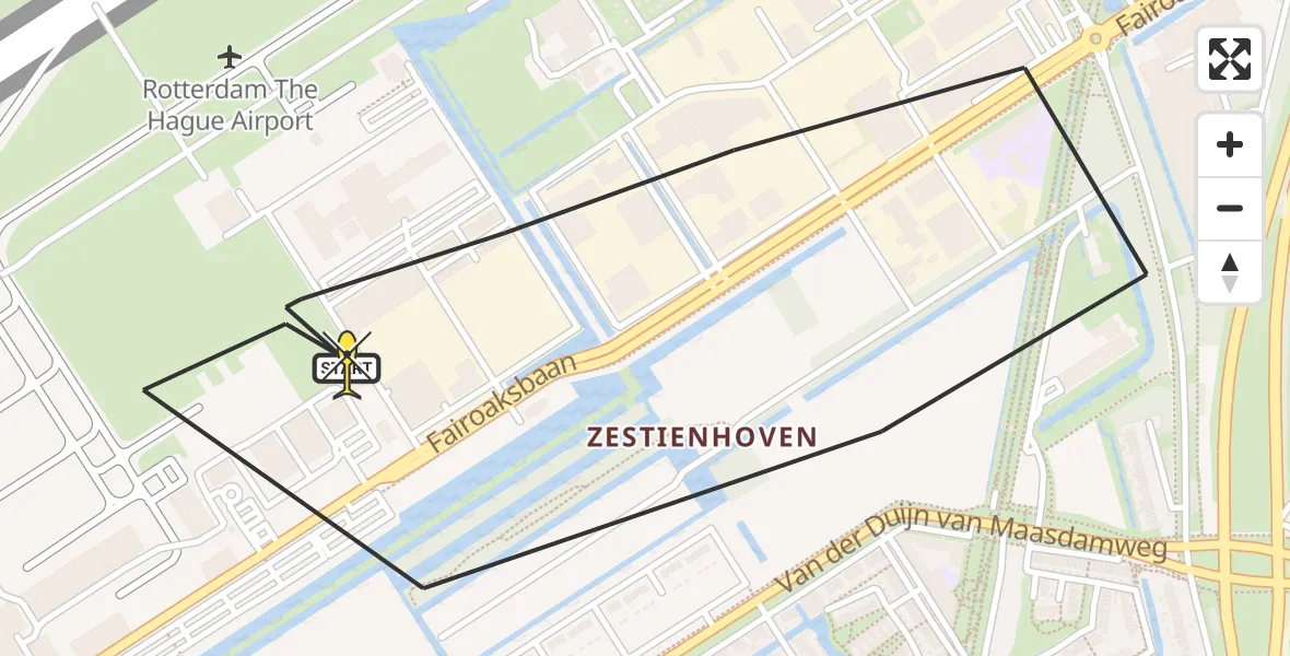 Routekaart van de vlucht: Lifeliner 2 naar Rotterdam The Hague Airport, Brandenburgbaan