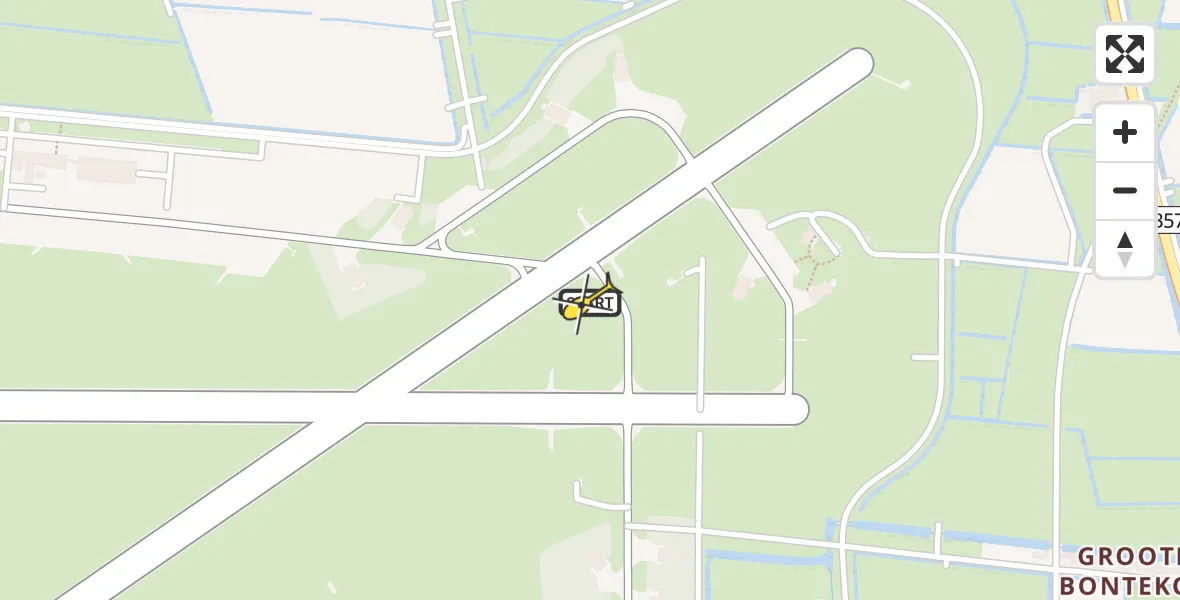 Routekaart van de vlucht: Ambulancehelikopter naar Vliegbasis Leeuwarden, Keegsdijkje