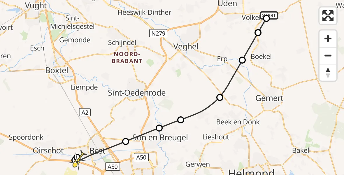 Routekaart van de vlucht: Lifeliner 3 naar Best, Heikantstraat