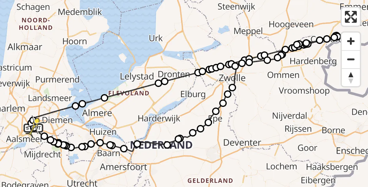 Routekaart van de vlucht: Politieheli naar Schiphol, Loevesteinse Randweg