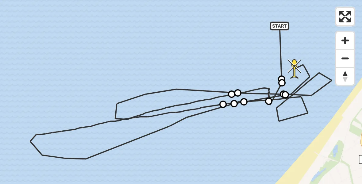 Routekaart van de vlucht: Kustwachthelikopter naar 's-Gravenzande