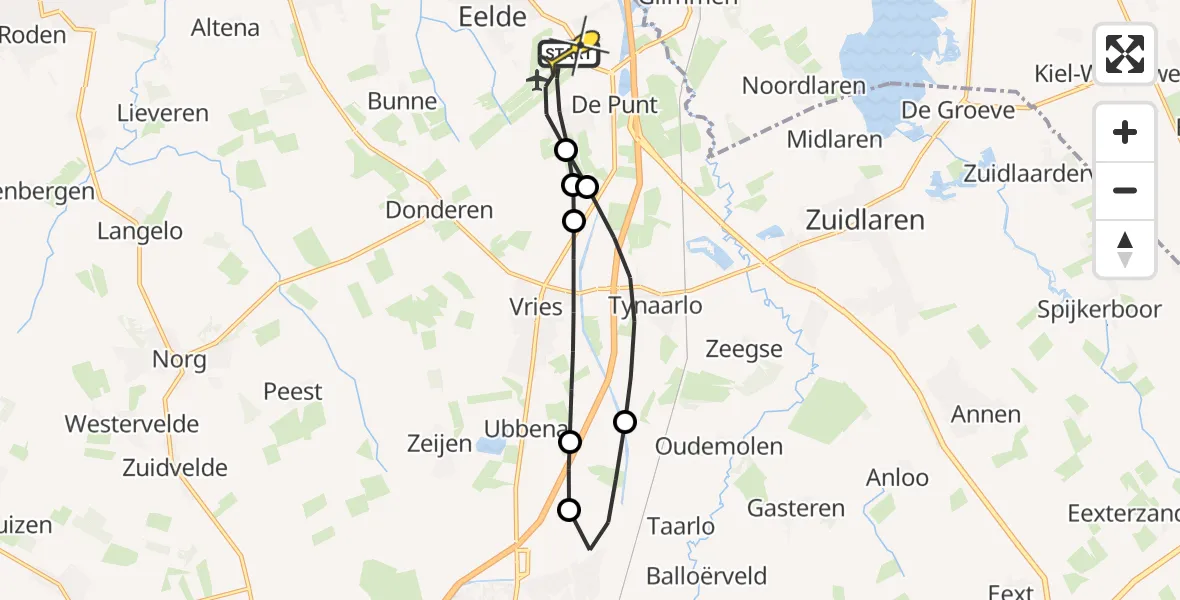 Routekaart van de vlucht: Lifeliner 4 naar Groningen Airport Eelde, Breukenweg