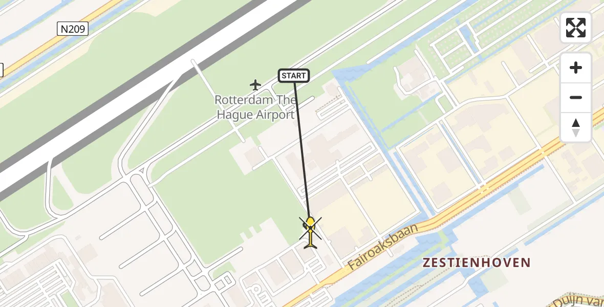 Routekaart van de vlucht: Lifeliner 2 naar Rotterdam The Hague Airport, Brandenburgbaan