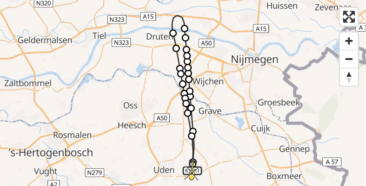 Routekaart van de vlucht: Lifeliner 3 naar Vliegbasis Volkel, Trentse Bossen