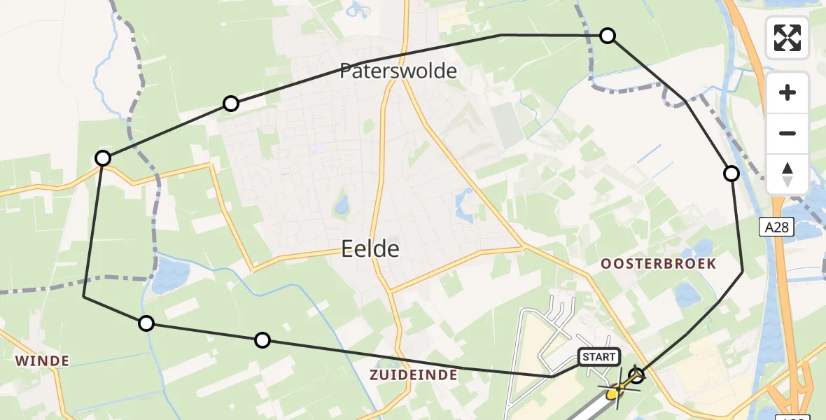 Routekaart van de vlucht: Lifeliner 4 naar Groningen Airport Eelde, Molenweg