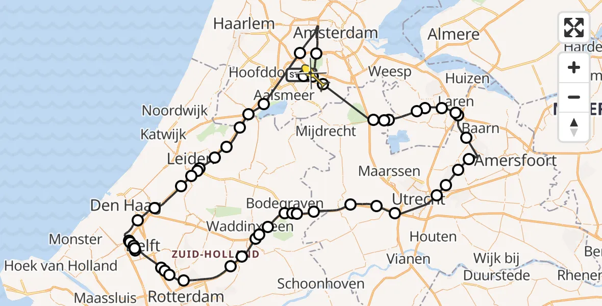 Routekaart van de vlucht: Politieheli naar Amstelveen, Waadplaats