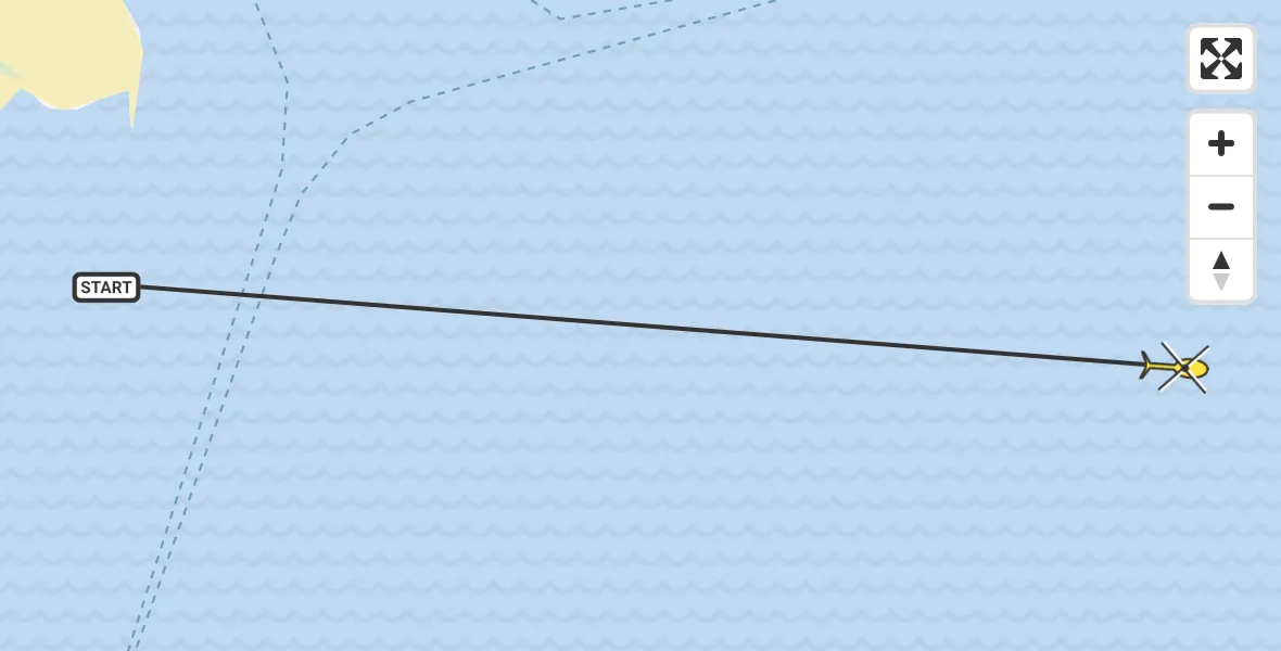 Routekaart van de vlucht: Ambulanceheli naar West-Terschelling