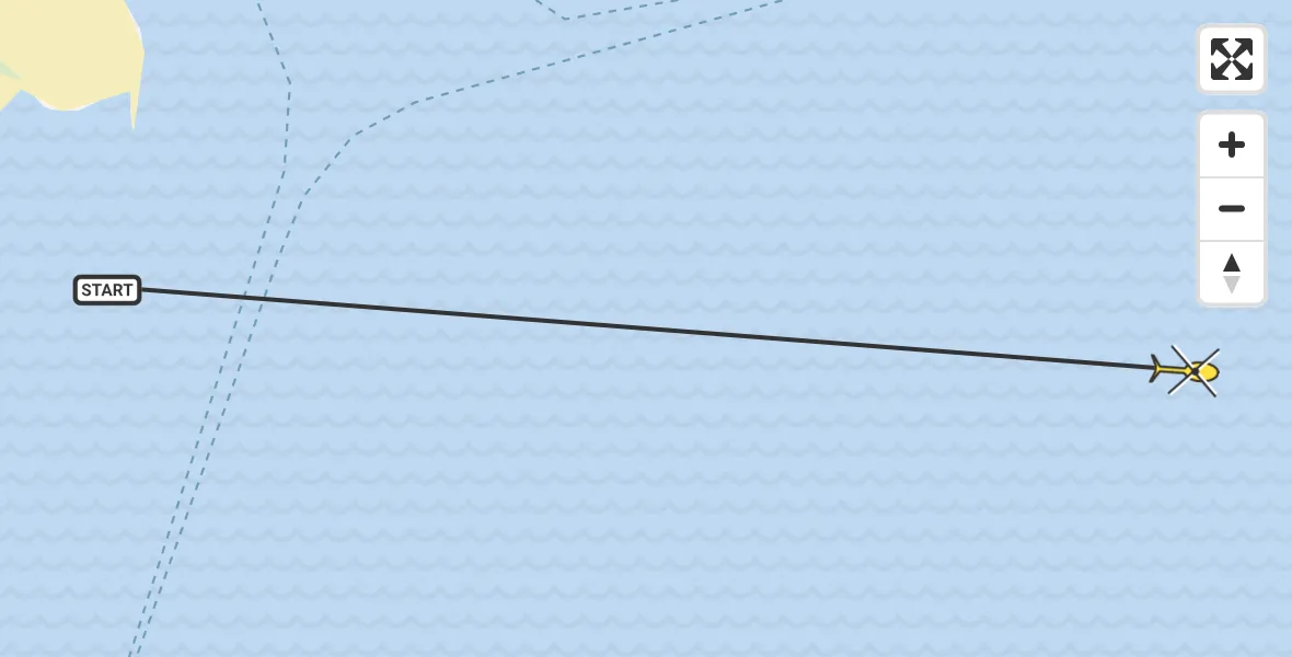 Routekaart van de vlucht: Ambulancehelikopter naar West-Terschelling