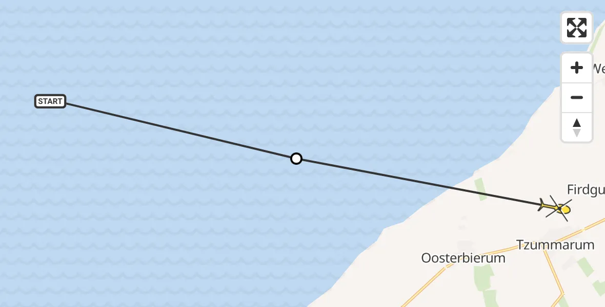 Routekaart van de vlucht: Ambulanceheli naar Tzummarum, Hearewei