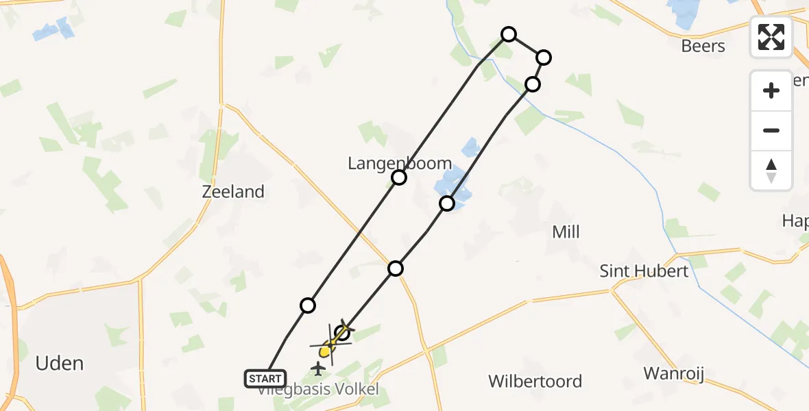 Routekaart van de vlucht: Lifeliner 3 naar Vliegbasis Volkel, Trentse Bossen