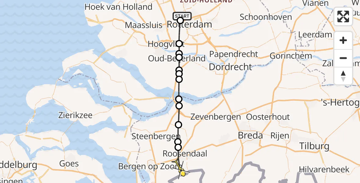 Routekaart van de vlucht: Lifeliner 2 naar Nispen, Engels park