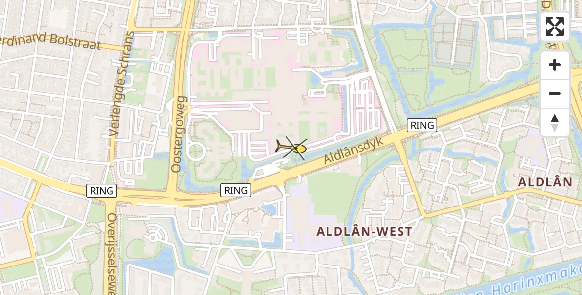 Routekaart van de vlucht: Ambulancehelikopter naar Leeuwarden